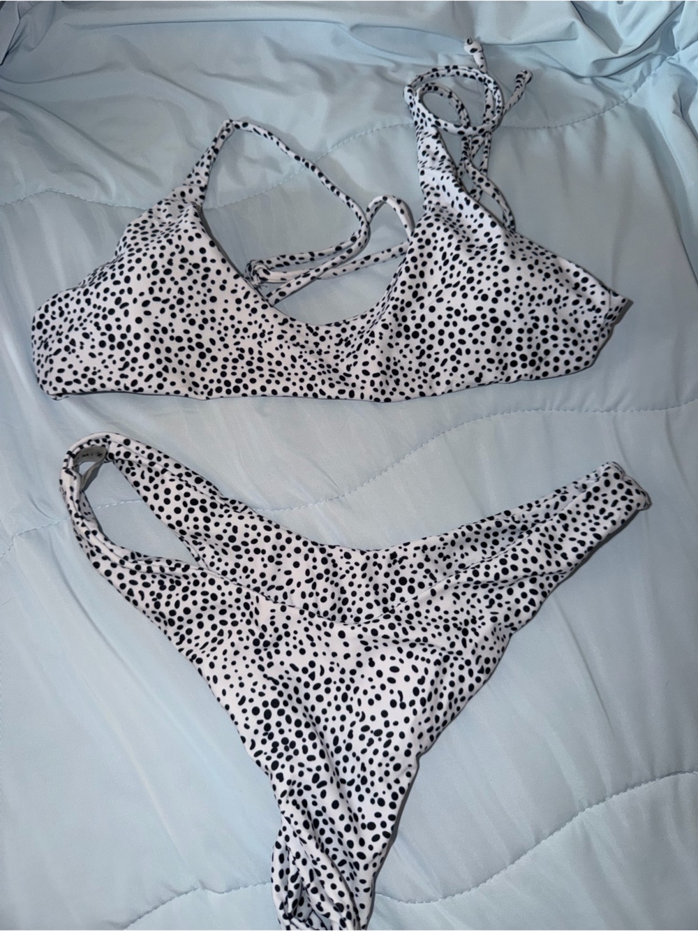 Zaful Black & White Dalmatian Spot Bikini Set